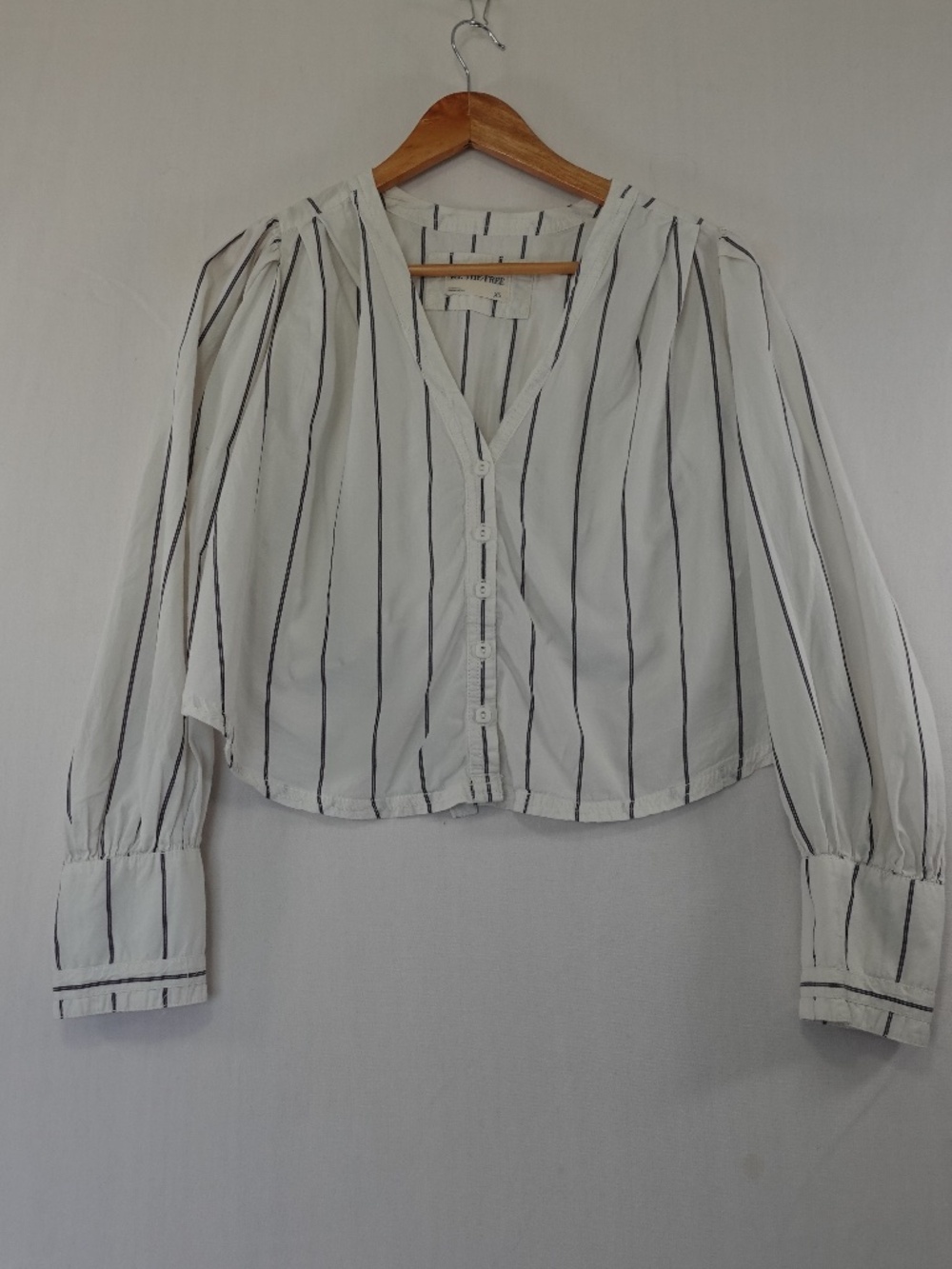 Free People We The Free Farmhouse Fresh Top Striped V Neck Button Blouse XS
